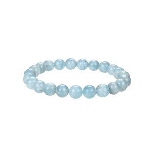 Blue Aquamarine Gemstone Round Beads Bracelet 8mm